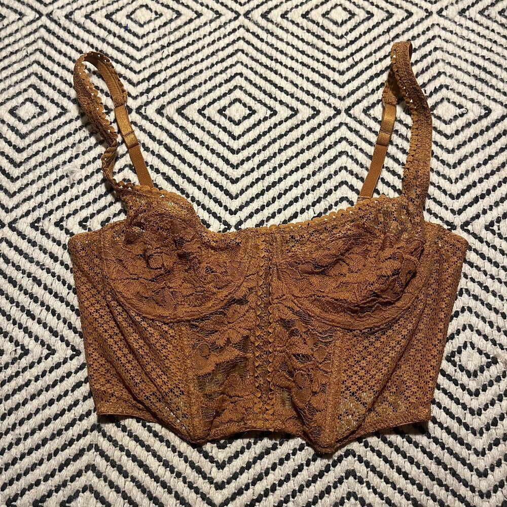 Out From Under Urban Outfitters Corset Bustier XS-Small Brown Coquette Romance